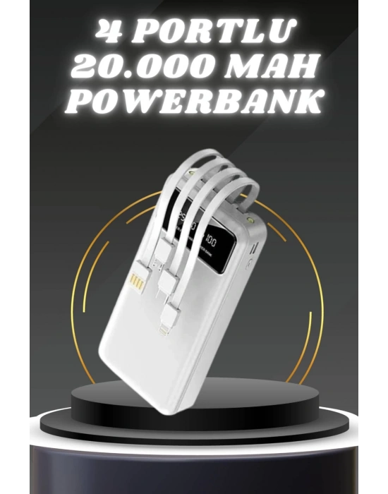 Powerbank Şarj Cihazı 4 Çıkışlı 20.000 MAH Powerbank Kompakt Yüksek Kapasiteli Hızlı Şarj