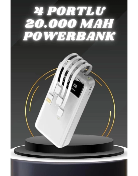 Powerbank Şarj Cihazı 4 Çıkışlı 20.000 MAH Powerbank Kompakt Yüksek Kapasiteli Hızlı Şarj
