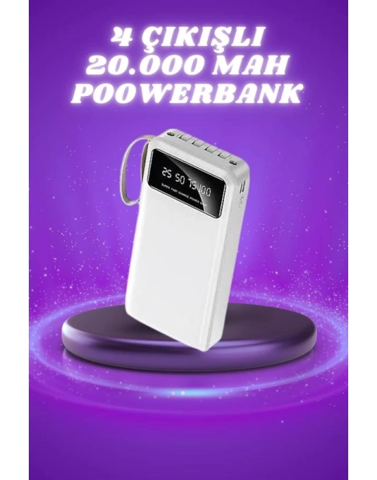 Powerbank Şarj Cihazı 4 Çıkışlı 20.000 MAH Powerbank Taşınabilir Çoklu Giriş