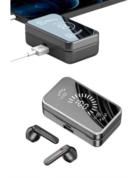 Powerbankli Bluetooth Kulaklık Yüksek Ses Aynalı Çift Dijital Gösterge Ekranı