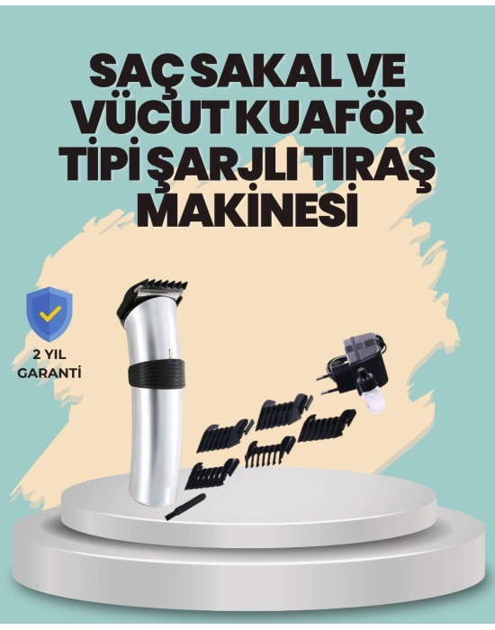 Profesyonel Erkek Tıraş Makinesi – Kablosuz, Paslanmaz Bıçaklı ve Tam Aksesuar