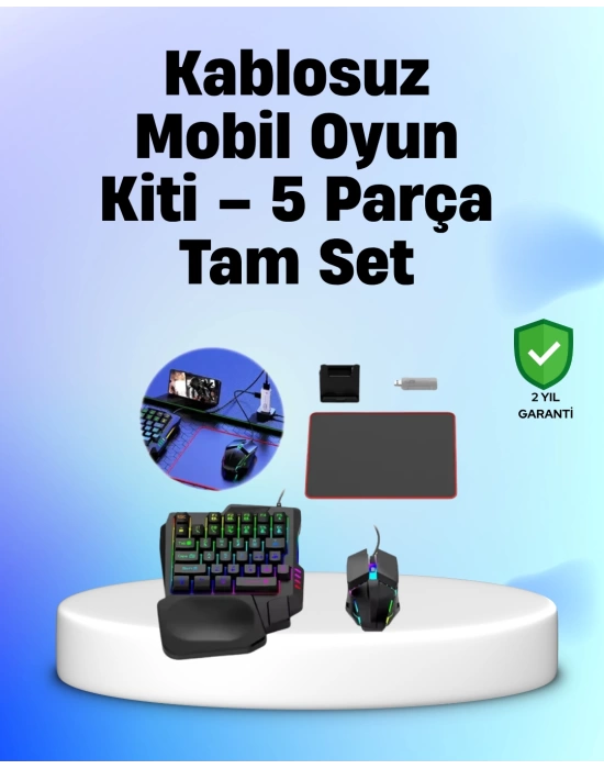 Profesyonel Mobil Oyuncular İçin RGB Klavyeli 5 Parça Oyun Kiti