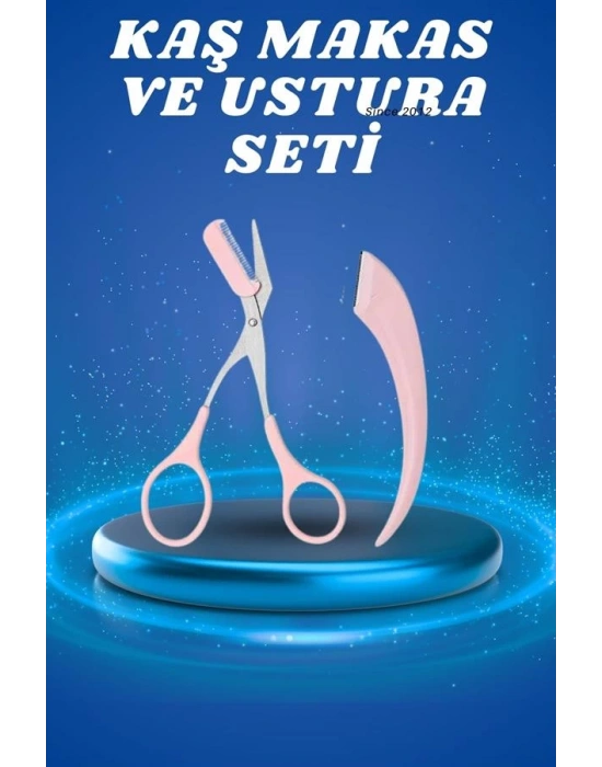 Profesyonel Taraklı Kaş Usturası ve Kaş Makası Bıyık Alma Kaş Usturası