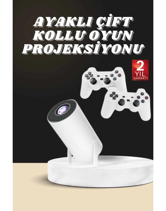 Projeksiyon Cihazı Video Oyun Konsolu Projektör Taşınabilir Ayaklı Çift Kollu 4K Çözünürlüklü