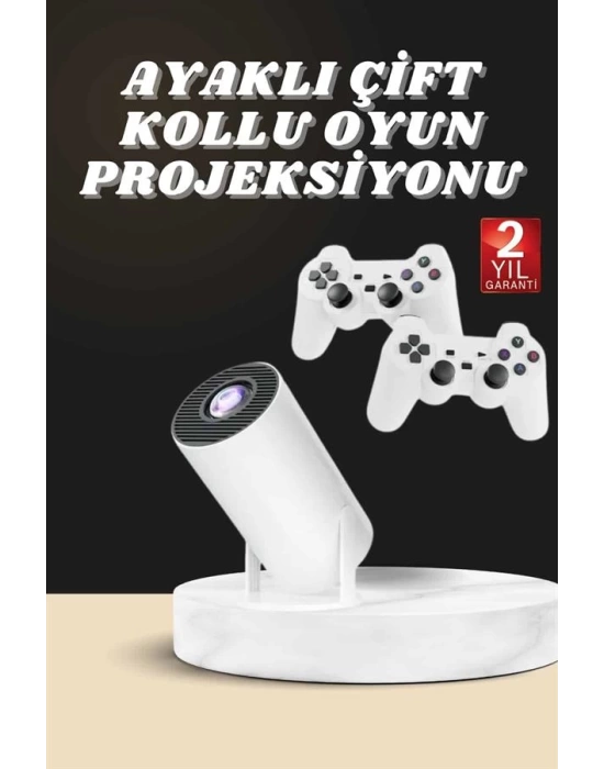 Projeksiyon Cihazı Video Oyun Konsolu Projektör Taşınabilir Ayaklı Çift Kollu 4K Çözünürlüklü