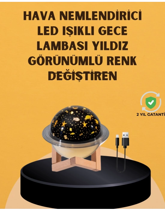 Projektör ışıklı, aromaterapi uyumlu mini masaüstü hava nemlendirici cihaz