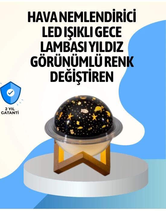 Projektör ışıklı ve aromaterapi destekli taşınabilir nemlendirici cihaz USB bağlantılı