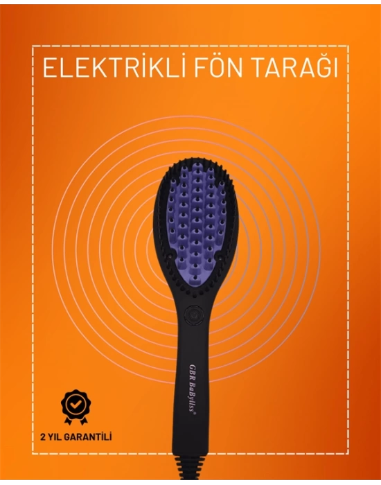 PTC Seramik Isı Ayarlı Saç Düzleştirme Fırçası – Siyah
