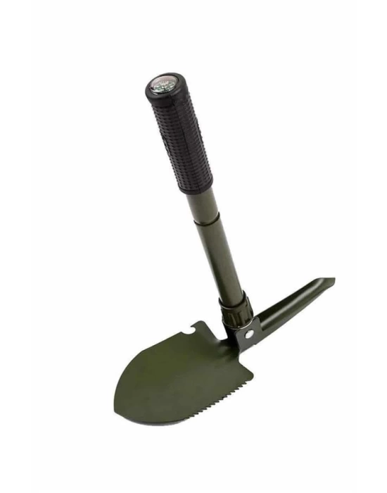 Pusulalı Katlanabilen Portatif Çantalı Mini Kazma Kürek Seti