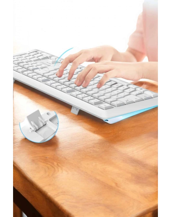 Q Klavye Beyaz Klavye Ve Mouse Seti Kablosuz USB Girişli