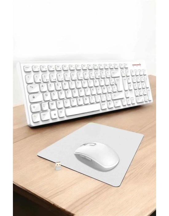 Q Klavye Beyaz Klavye Ve Mouse Seti Kablosuz USB Girişli