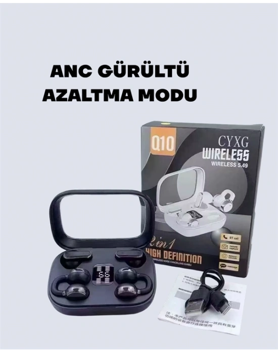 Q10 True Wireless Stereo Kulaklık – Ergonomik Tasarım, 10m Menzil, Type-C