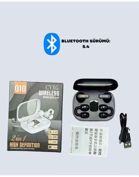 Q10 True Wireless Stereo Kulaklık – Ergonomik Tasarım, 10m Menzil, Type-C