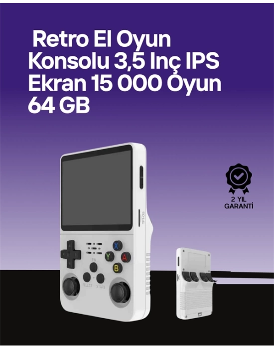 R36S 64 GB Retro Oyun Konsolu – Çoklu Emülatör Desteği, Linux Tabanlı Açık Sistem