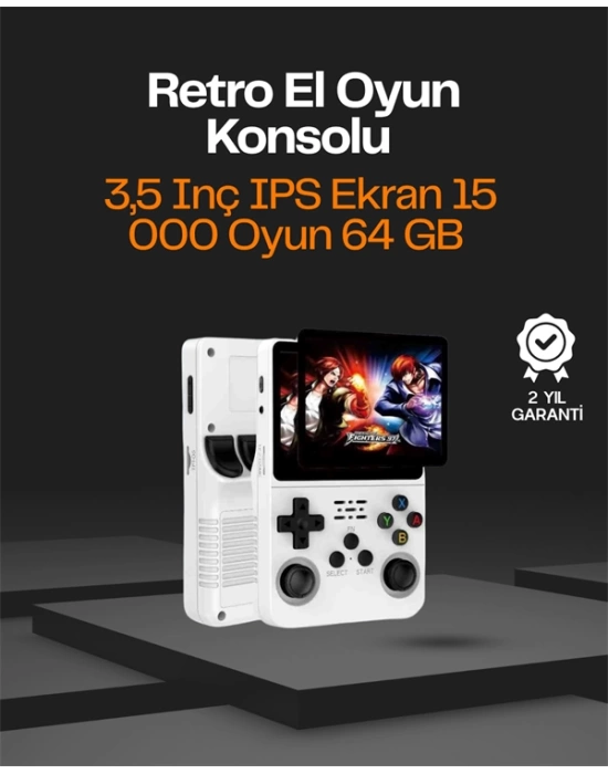 R36S Taşınabilir Retro Oyun Konsolu – 15.000 Oyun, 64 GB Depolama, IPS Ekran