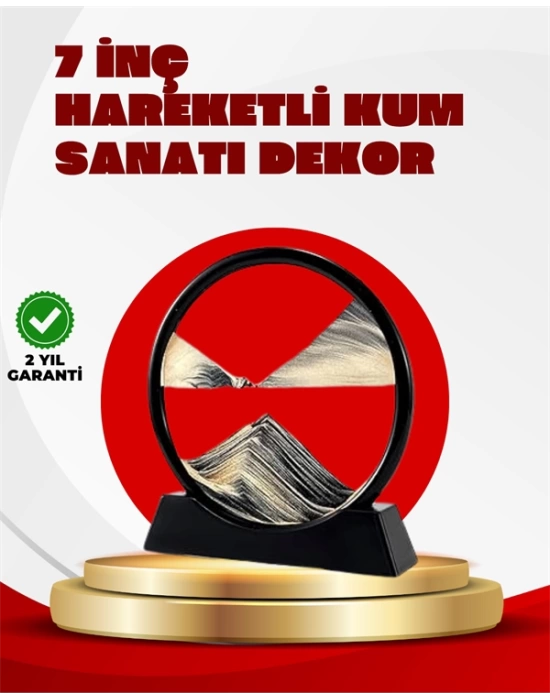 Rahatlatıcı Kum Sanatı – Yuvarlak Cam Çerçeveli Hareketli Kum Resmi, Ofis ve Ev İçin Etkileşimli Masaüstü Süs