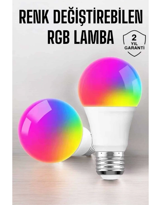 Renk Değiştirebilen RGB Işıklı Led Ampul A+Enerji 15 Watt Led Işık