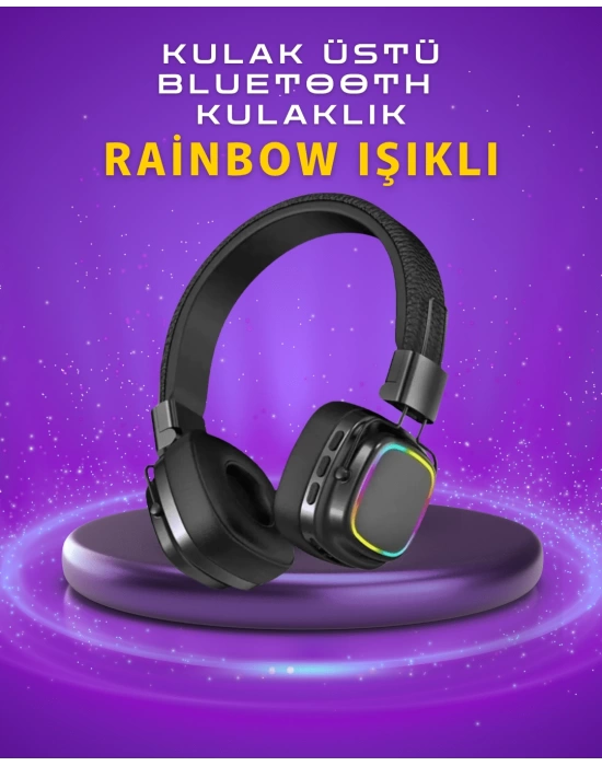 Renkli Işık Efektli Bluetooth 5.3 Müzik Kulaklığı