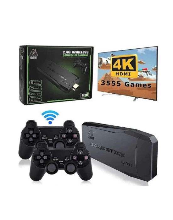 Retro Oyunlar 4k Game Stick 2.4g Kablosuz Çift Kol 3500 Oyun Atari
