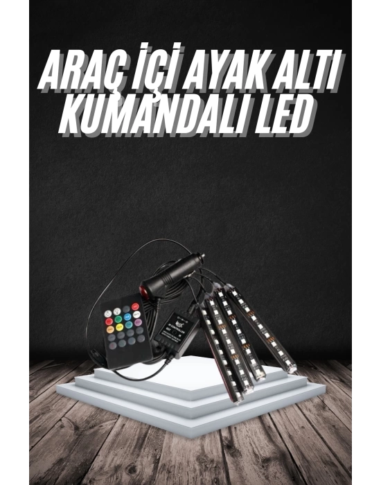 RGB Işıklı Araç İçi Aydınlatma Kumandalı 12li Led Işık Renk Değiştirebilen
