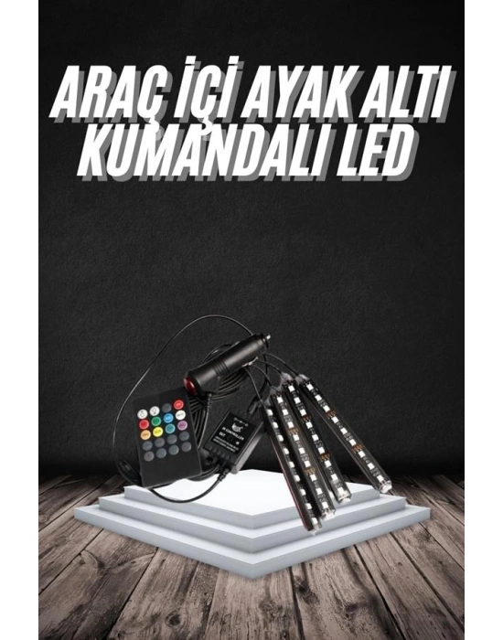 RGB Işıklı Araç İçi Aydınlatma Kumandalı 12li Led Işık Renk Değiştirebilen