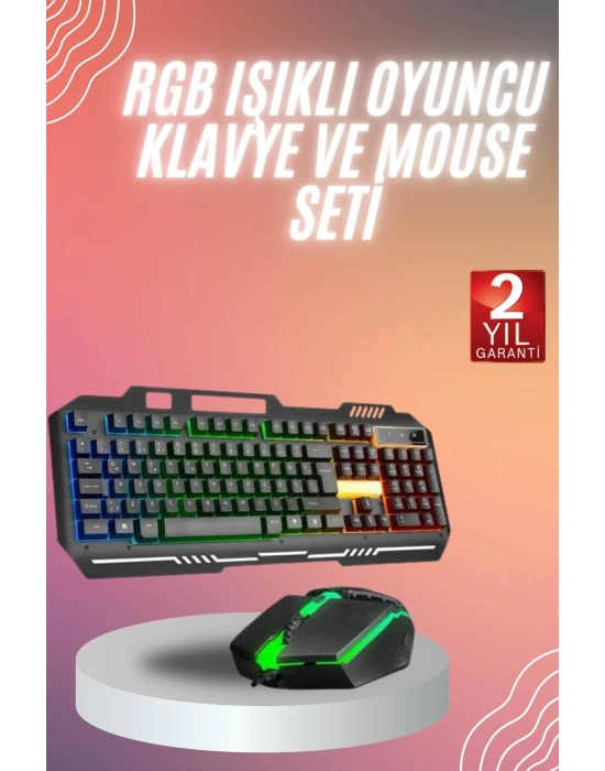 RGB Işıklı Gaming Oyuncu Klavye Q Klavye Mouse Hediyeli