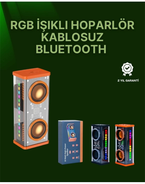 RGB Işıklı Şeffaf Tasarım Kablosuz Bluetooth Hoparlör