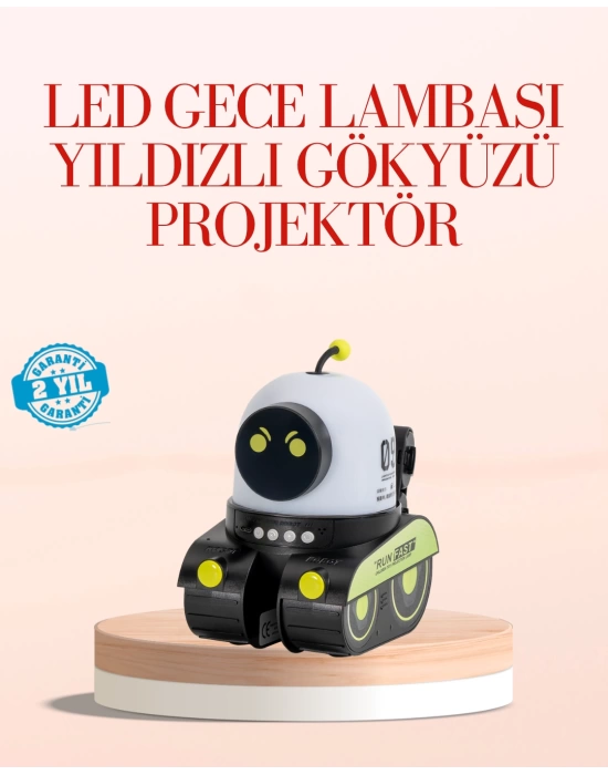 Robot Tasarımlı Bluetooth Hoparlörlü Yıldızlı Gökyüzü Projektör