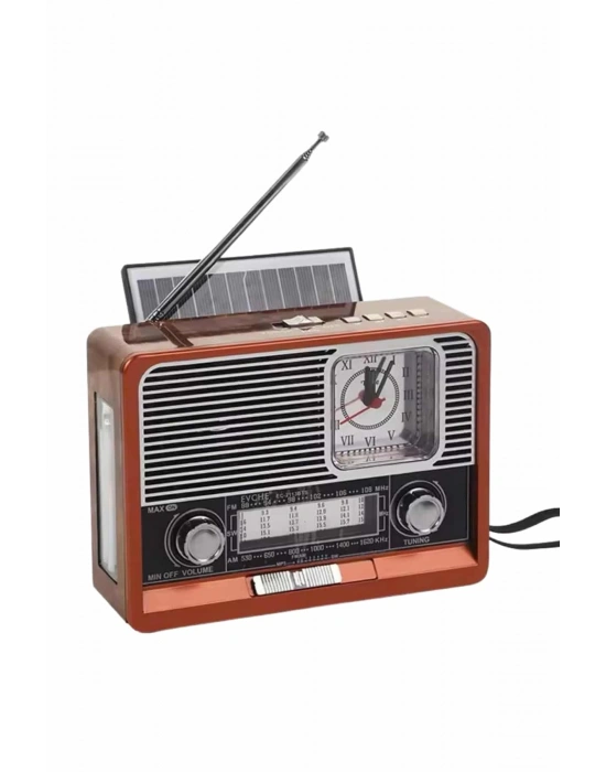 Saatli Fenerli Bluetooth Nostaljik Radyo AUX SD USB Girişli Bluetooth Hoparlör