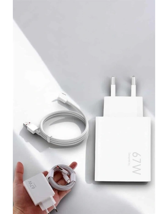 Şarj Aleti 67W Hızlı Şarj Turbo Type-C Uyumlu Şarj Adaptörü Kablosu