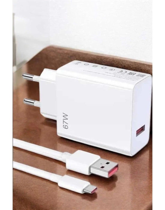 Şarj Aleti 67W Hızlı Şarj Turbo Type-C Uyumlu Şarj Adaptörü Kablosu