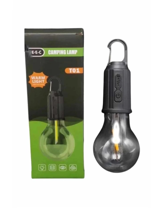 Şarjlı Dekoratif Kamp Lambası Askılı Ampul Led Işık Type-C Girişli
