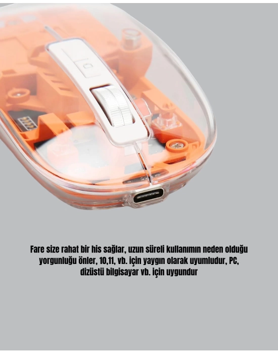 Şarjlı Ergonomik Fare – 1600 DPI, Sessiz Tıklama Özellikli