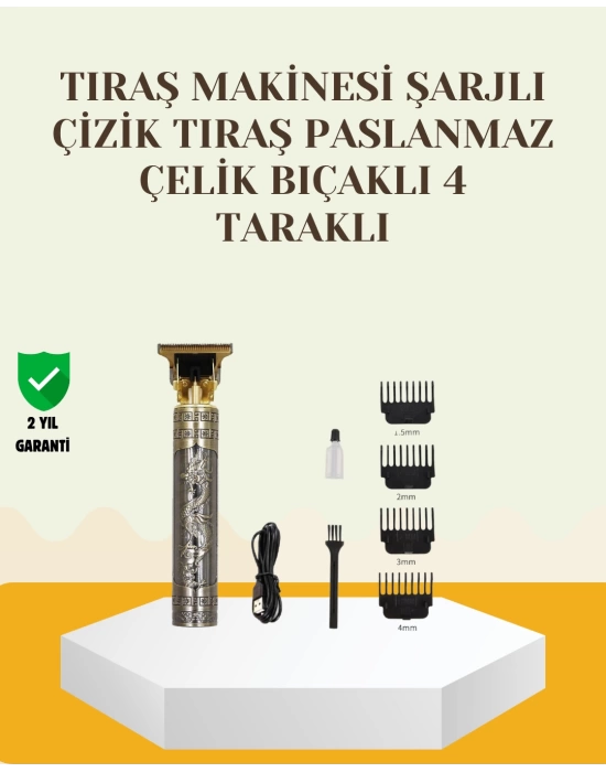 Şarjlı Titanyum Bıçaklı Saç ve Sakal Kesme Makinesi