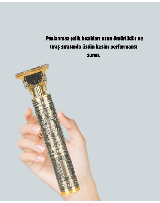 Şarjlı Titanyum Bıçaklı Saç ve Sakal Kesme Makinesi