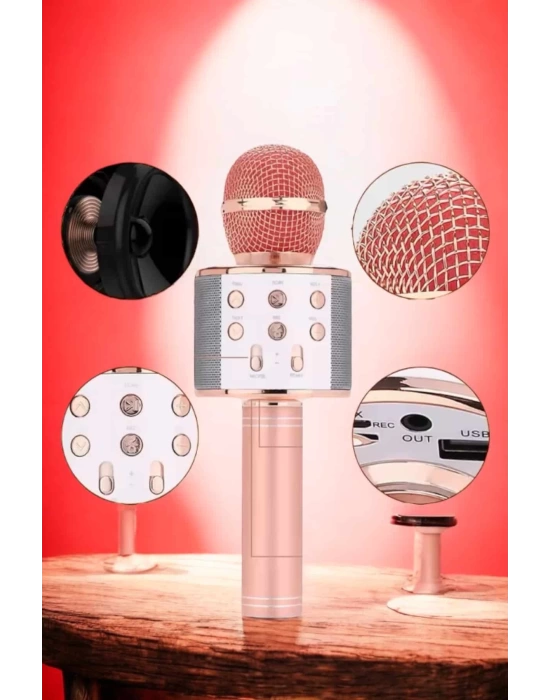 Şarjlı ve Uzun Pil Ömürlü Karaoke Mikrofon USB Bellek Destekli, Profesyonel Ses
