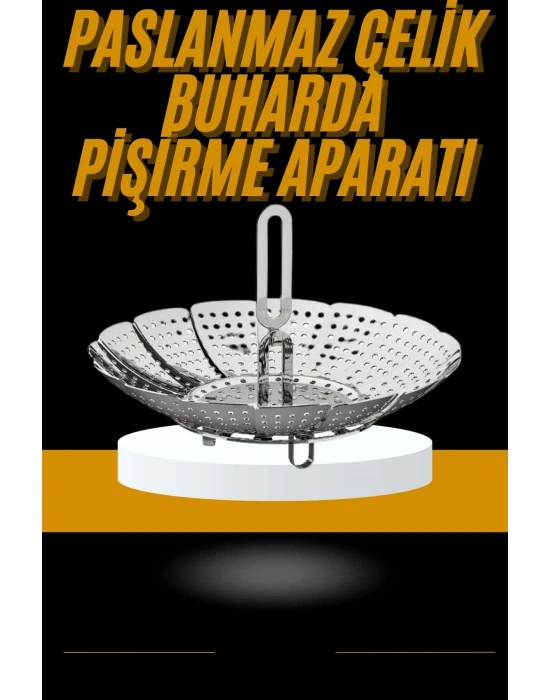 Sebze Haşlama Sepeti Paslanmaz Çelik Katlanabilir Buharda Pişirme