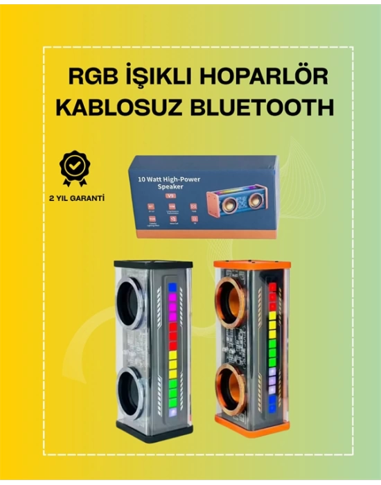 Şeffaf Gövdeli RGB Işıklı Bluetooth Hoparlör – Taşınabilir ve Güçlü
