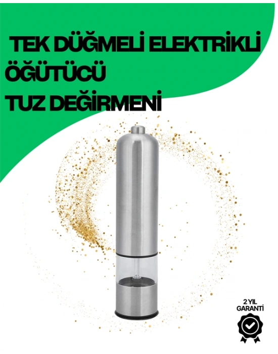 Şeffaf Hazneli Elektrikli Tuz Karabiber Öğütücü Pilli Taşınabilir Mutfak Aleti