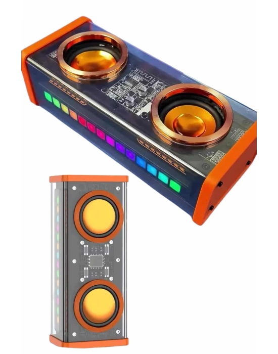 Şeffaf Taşınabilir Bluetooth Hoparlör Uzun Ömürlü Çift Hoparlörlü