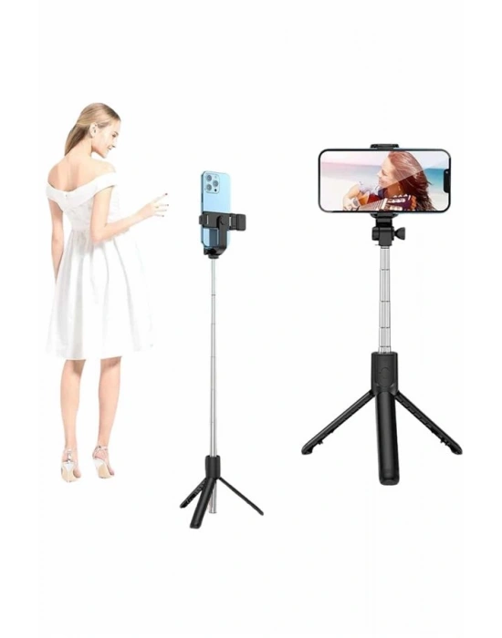 Selfie Çubuğu Tripod Bluetooth Kumandalı Selfie Çubuğu Telefon Tutucu