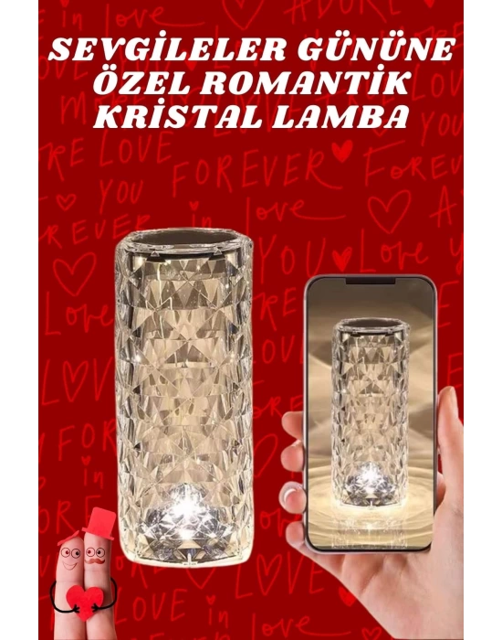 Sevgililer Günü İçin Hediye Kristal Lamba Sevgiliye Hediye USB Şarjlı Gece Lambası