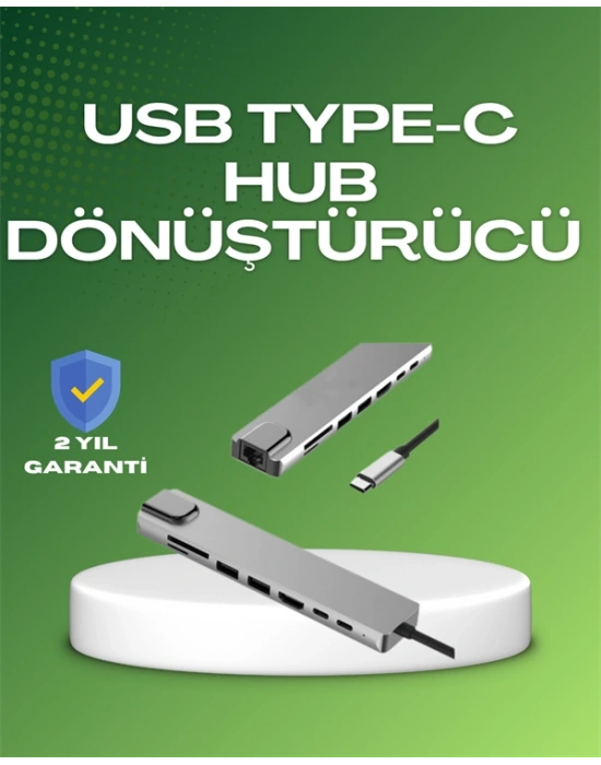 Seyahat Dostu 8‑in‑1 Hub – Şarj & Veri & Video & Ağ için Eksiksiz Çözüm