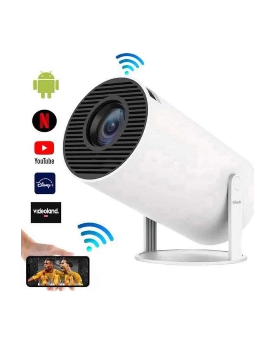 Sinema Projektörü Android HDMI USB WİFİ Ses Çıkışlı Ayaklı Projeksiyon Taşınabilir