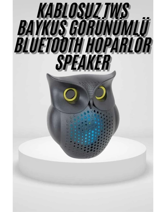 Siyah Bluetooth Hoporlör Baykuş Speaker Bluetooth 5.0 Bağlantılı