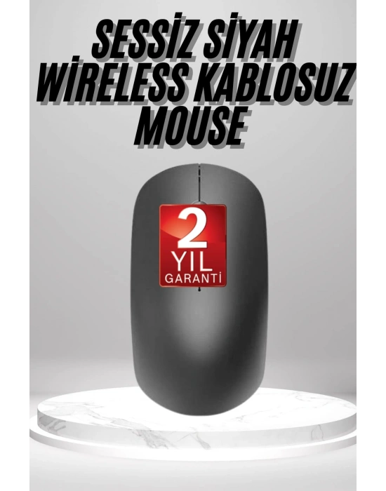Siyah Kablosuz Mouse Wireless Mouse Minimal Tasarım