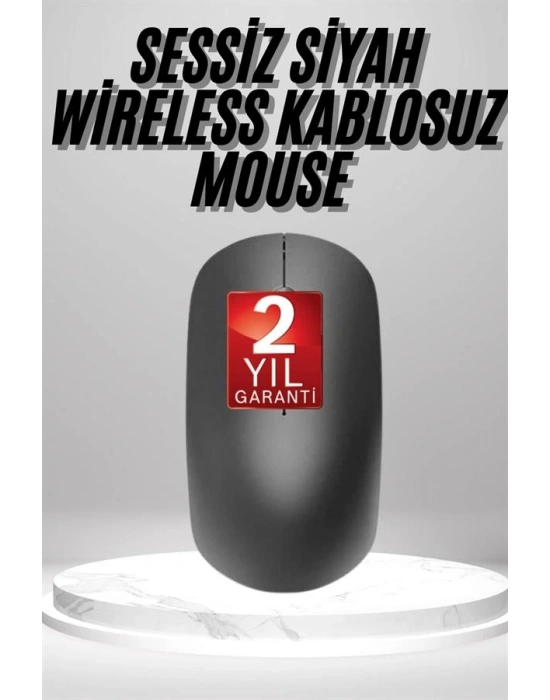 Siyah Kablosuz Mouse Wireless Mouse Minimal Tasarım