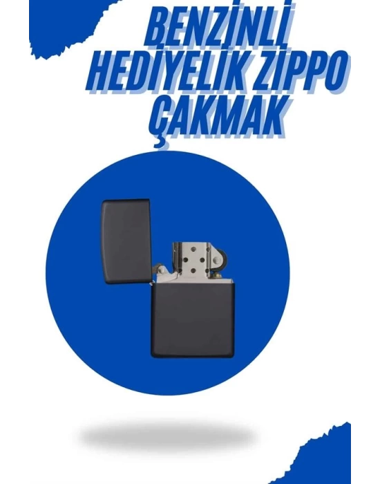 Siyah Kutulu Metal Çakmak Benzinli Hediyelik Eşya