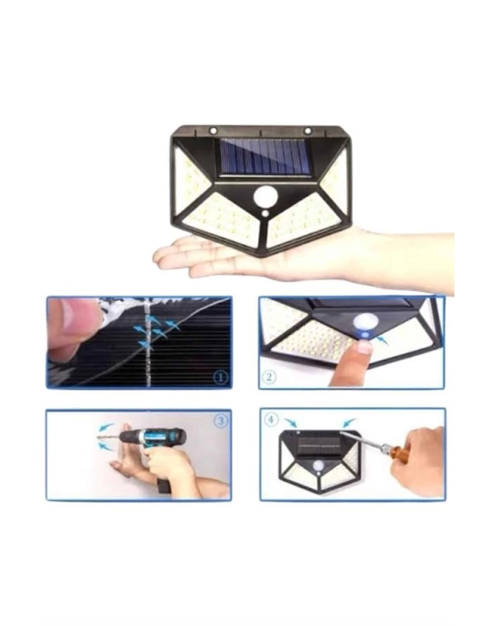 Solar Sensörlü Duvar Lambası Bahçe Lambaso Parlak Beyaz Işık Suya Dayanıklı