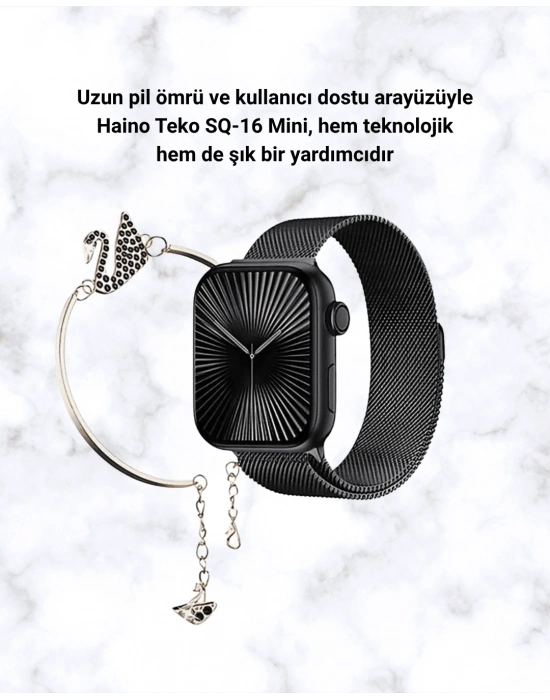 SQ-16 Mini Series 10 Akıllı Saat | Şık ve Hafif Tasarım, 3 Kordon Seçeneği